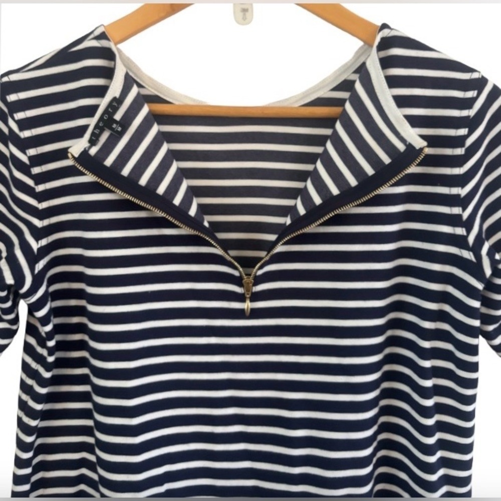 Theory Dhuri Moltana nvy & wht Strp drss WM M nautical preppy coastal - Picture 10 of 12